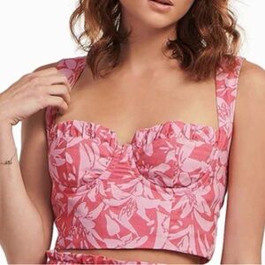 Charlie Holiday Madonna Underwire Pink Floral Crop Top